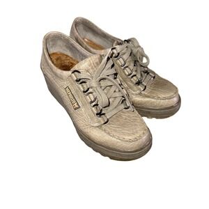 Mephisto Shoes Womens Sz 5.5 Beige Leather Wedge Comfort Walking France‎ Sneaker
